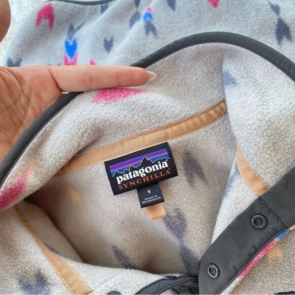 Patagonia Synchilla Wish Tails Arrow Gray Synchilla Snap -T Pullover Sz. S - Picture 10 of 12